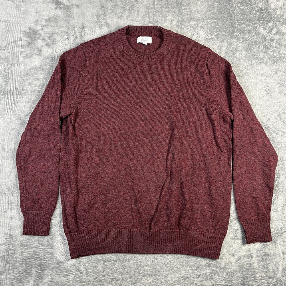 Croft & Barrow Sweater Mens Medium Burgundy Textured Tight Knit Ribbed Trims